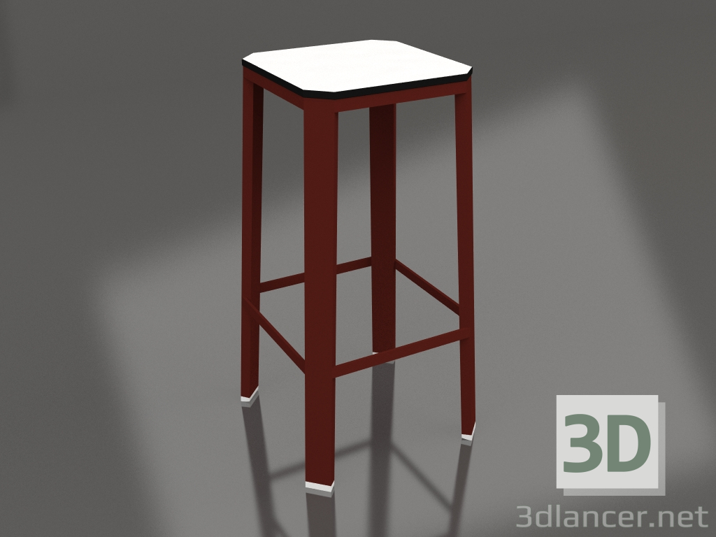 3D Modell Hoher Hocker (Weinrot) - Vorschau