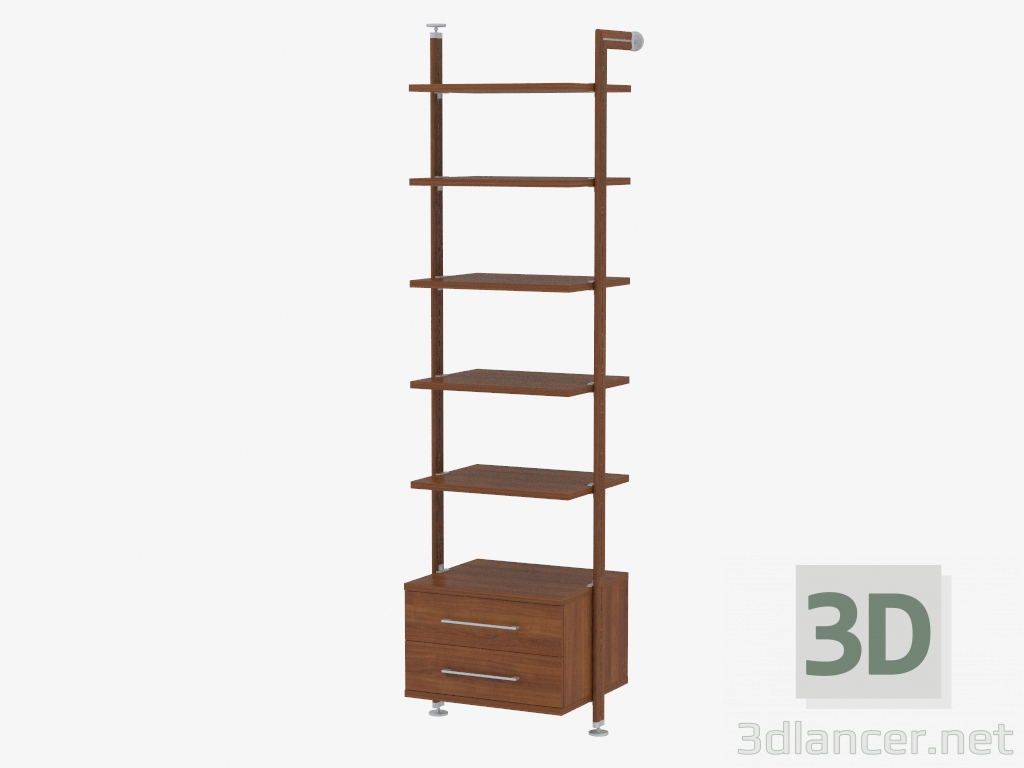 3D Modell Regal mit festen Regalen und zwei Schubladen (go 99) - Vorschau
