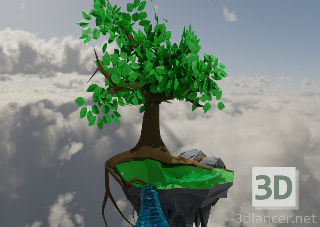 modèle 3D Île volante - preview