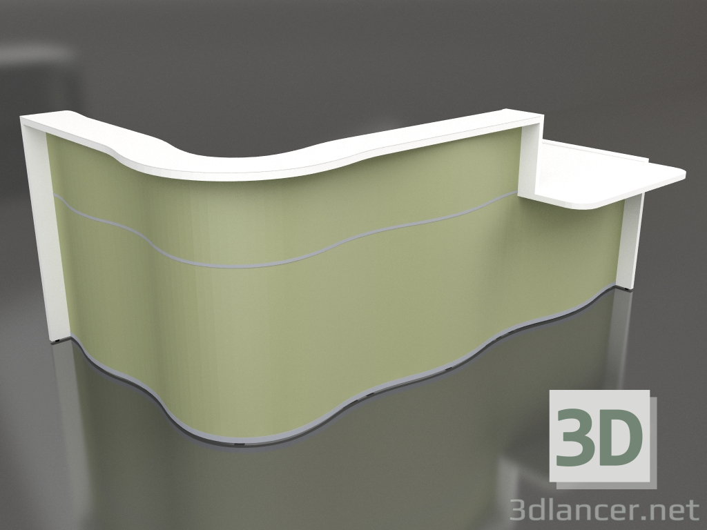 modèle 3D Banque d'accueil Wave LUV40L (2780x1103) - preview