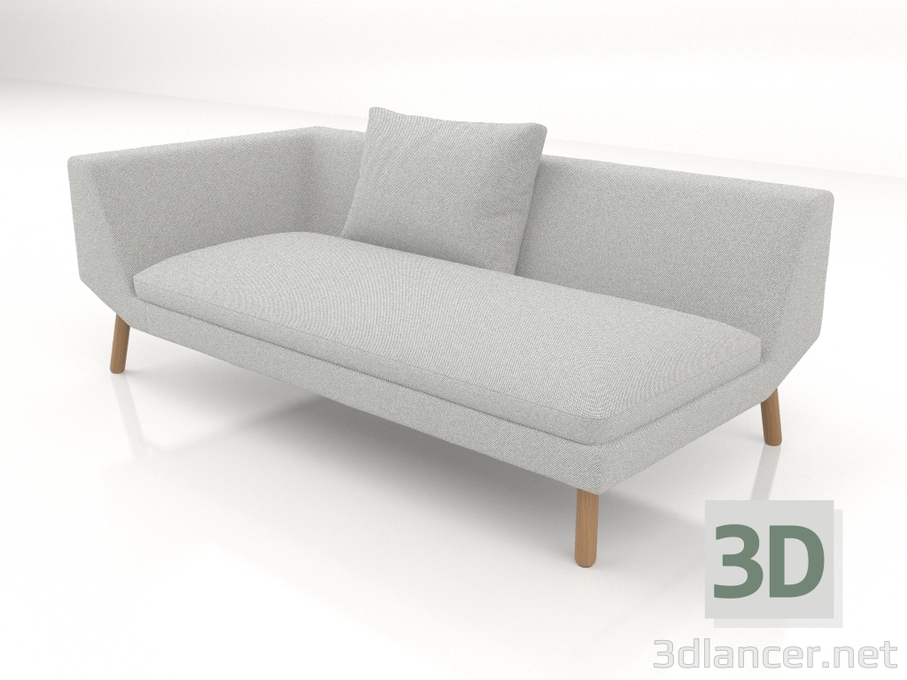 Modelo 3d Módulo de sofá final 186 com apoio de braço à esquerda (pernas de madeira) - preview