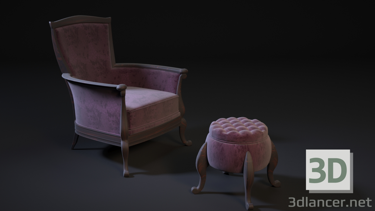 3d chair pouf модель купить - ракурс