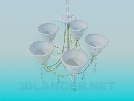 modèle 3D Lustre avec des peintures de plafond de porcelaine - preview