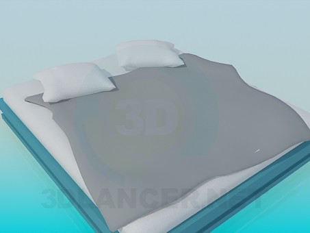 3d модель Двуспальная кровать без былец – превью