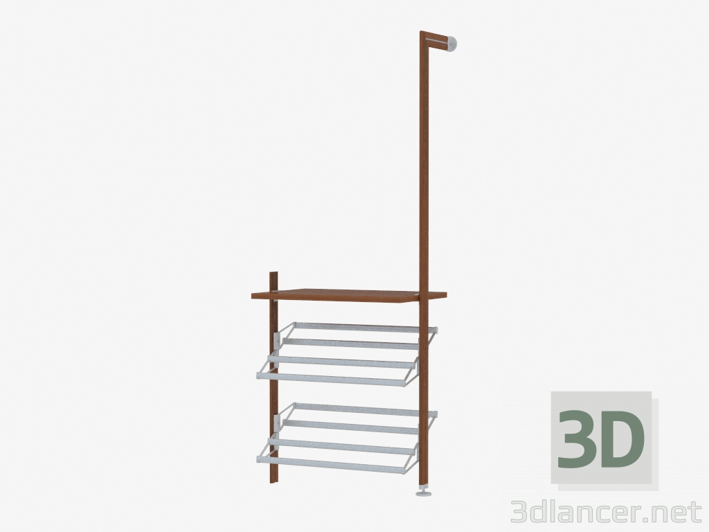 3d модель Елемент меблевої стінки з полицями для взуття – превью