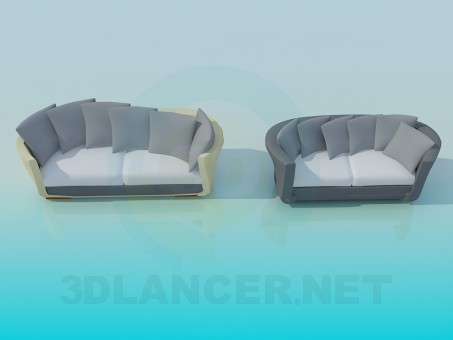 3D Modell Ovale Sofa - Vorschau
