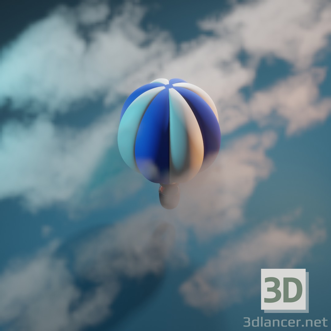 modello 3D Mongolfiera Nuvola - anteprima