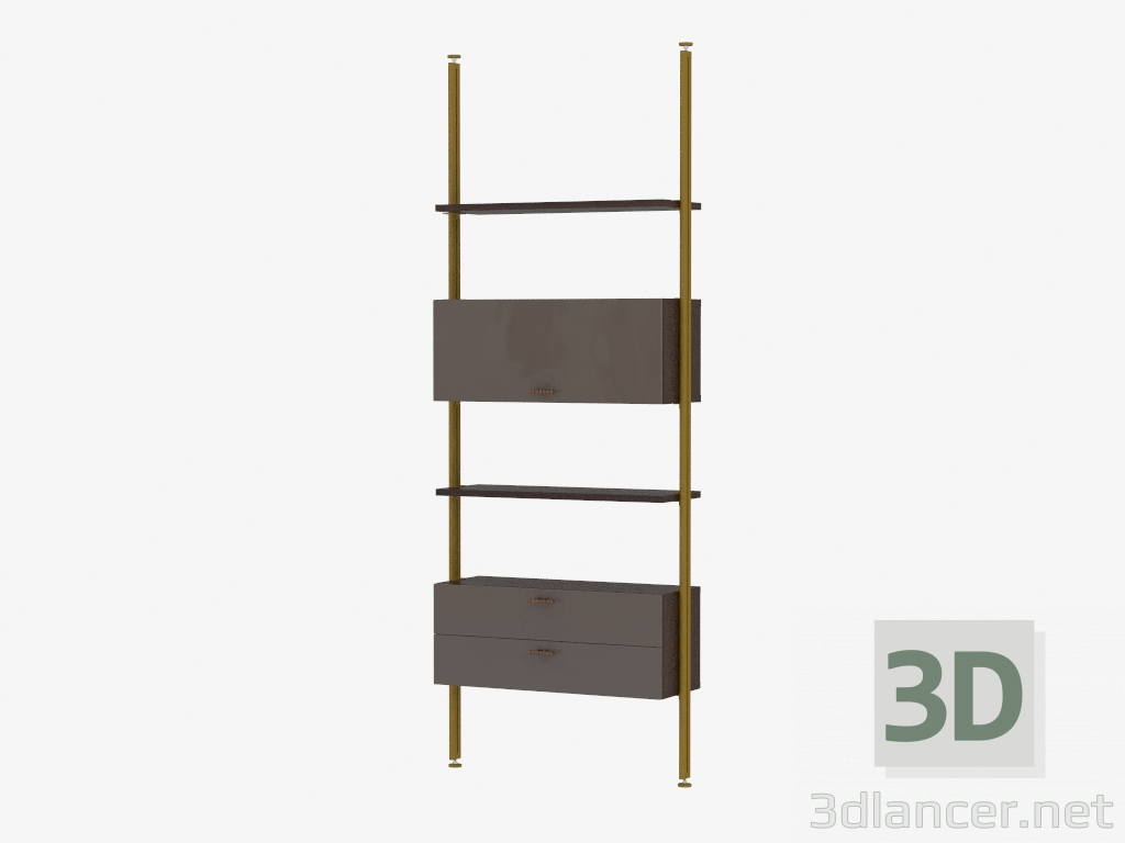 3D Modell Element einer Möbelwand mit Befestigung an Decke und Boden - Vorschau