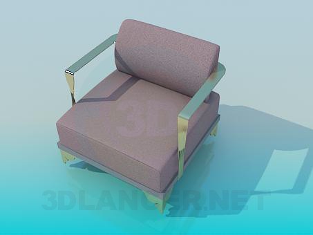 3d model Armchair with metal armrests - preview