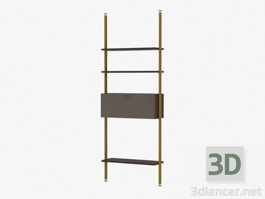 Modelo 3d Elemento de parede de móveis com prateleiras abertas e fechadas - preview