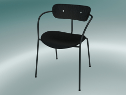 Chair Pavilion (AV4, H 76cm, 52x56cm, Rovere tinto nero, Pelle - Seta nera)