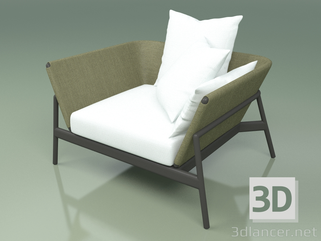 modèle 3D Canapé 001 (Métal Fumé, Batyline Olive) - preview