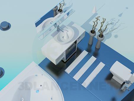 modèle 3D La salle de bain dans les tons bleus - preview