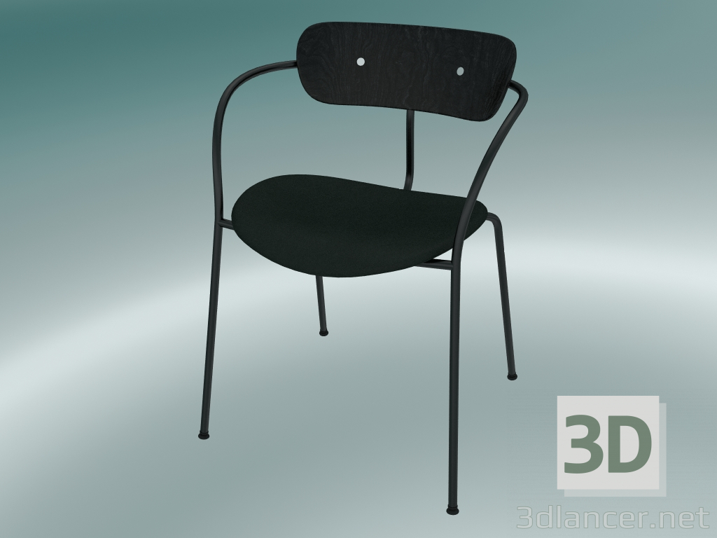 modello 3D Chair Pavilion (AV4, H 76cm, 52x56cm, rovere tinto nero, Velvet 1 Forest) - anteprima