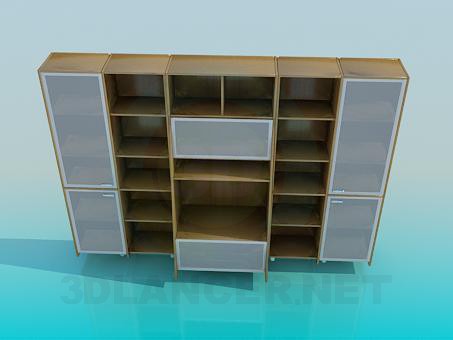 3d модель Коричневая стенка-шкаф – превью