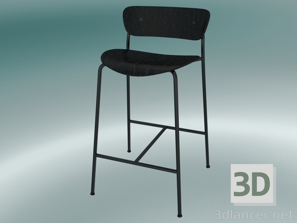 modèle 3D Tabouret de bar Pavilion (AV7, H 85cm, 48х50cm, Chêne teinté noir) - preview