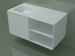 Lavabo avec tiroir et compartiment (06UC534S2, Glacier White C01, L 96, P 50, H 48 cm)