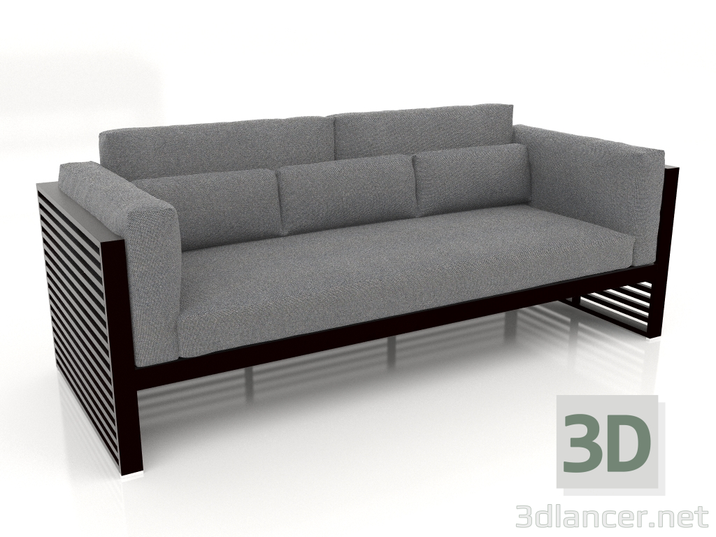 modèle 3D Canapé 3 places avec dossier haut (Noir) - preview