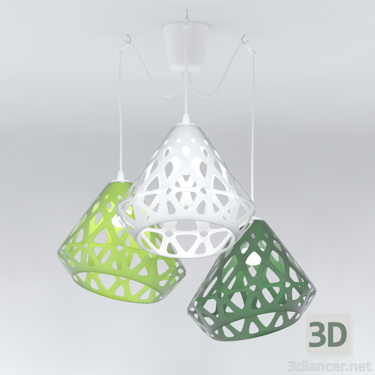 3D modeli Üç renkli ZAHA avize ışık - önizleme