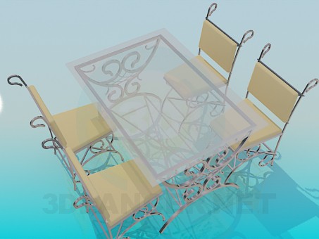 3D Modell Gartentisch und Stühle - Vorschau