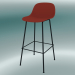 modèle 3D Chaise de bar avec dossier et base en tubes de fibre (H 75 cm, Dusty Red, Black) - preview