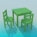 modello 3D Tavolo e sedie nella sala giochi - anteprima