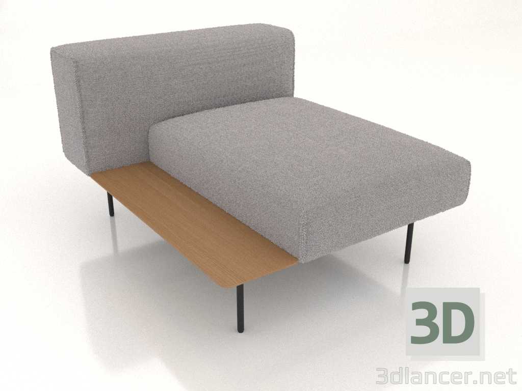 modèle 3D Module canapé pour 1 personne avec une étagère à droite (option 4) - preview