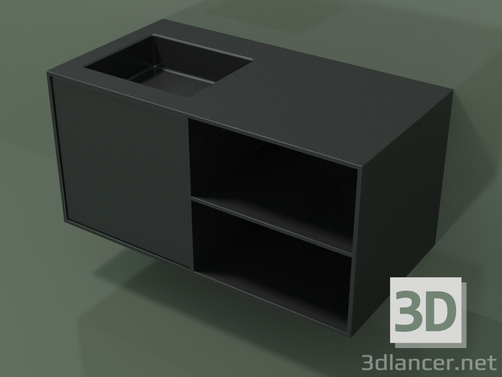 3D Modell Waschbecken mit Schublade und Fach (06UC534S2, Deep Nocturne C38, L 96, P 50, H 48 cm) - Vorschau