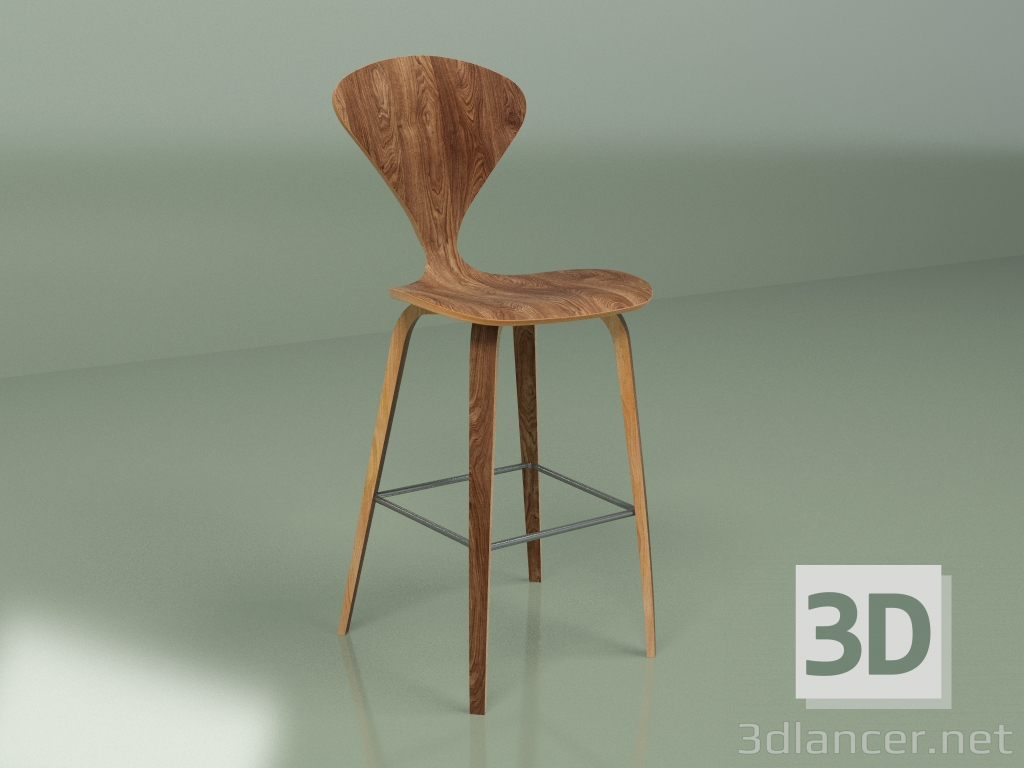 3d модель Барний стілець Cherner 2 (горіх) – превью