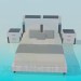 3D Modell Bett mit Nachttisch - Vorschau