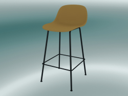 Cadeira alta com encosto e base em tubos de fibra (H 65 cm, ocre, preto)