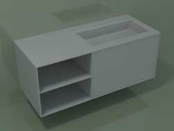 Lavatório com gaveta e compartimento (06UC734D2, cinza prateado C35, L 120, P 50, H 48 cm)
