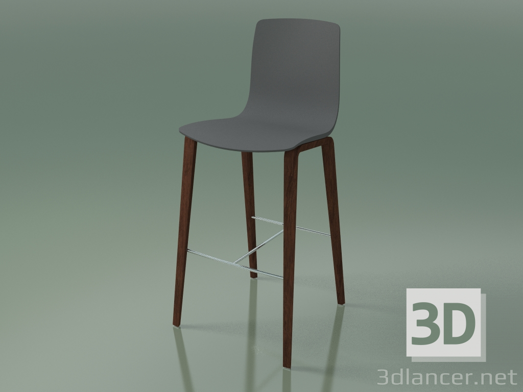 3D Modell Barhocker 3997 (4 Holzbeine, Polypropylen, Walnuss) - Vorschau