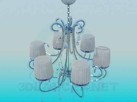 3D Modell Promi-Kronleuchter mit Wellpappe Lampenschirme - Vorschau