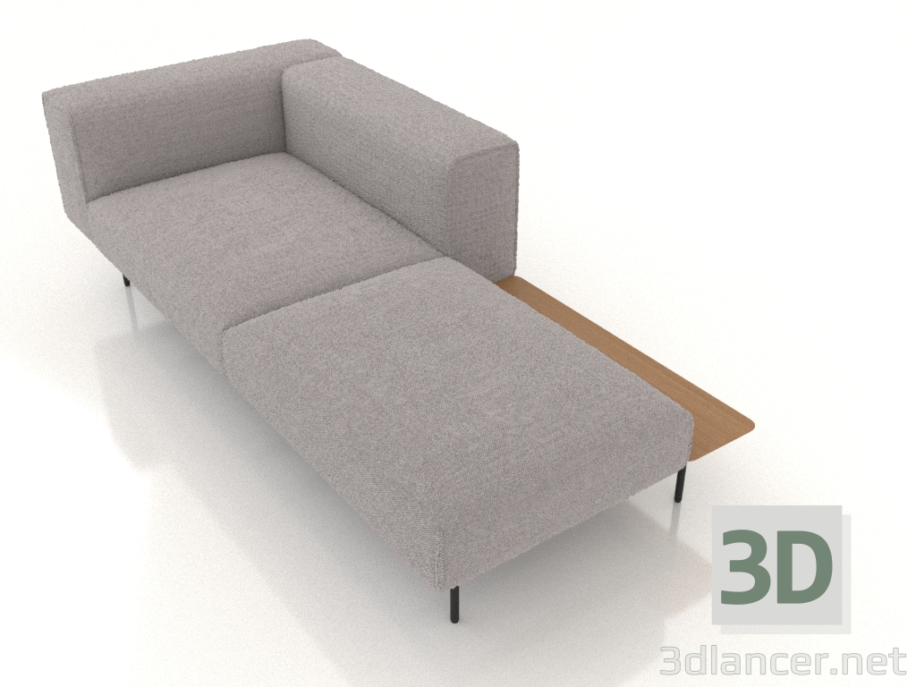 3d model Un módulo de sofá de 3 plazas con medio respaldo, reposabrazos a la izquierda y balda - vista previa