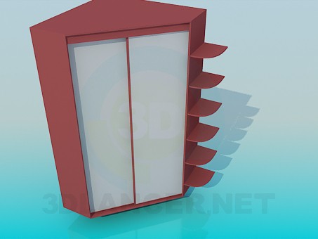 3d модель Угловой встроенный шкаф – превью