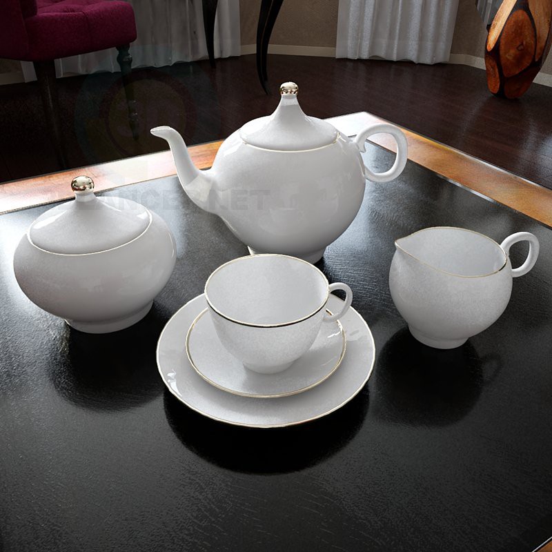 modèle 3D service à thé - preview