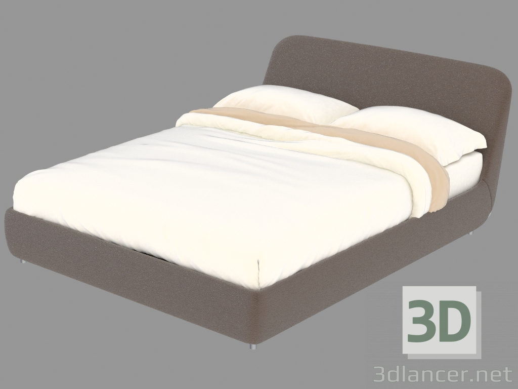 3 डी मॉडल गुया के लिए भंडारण स्थान के साथ चमड़ा-आच्छादित बिस्तर - पूर्वावलोकन