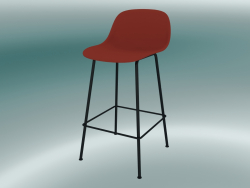 Barstuhl mit Rückenlehne und Untergestell aus Fiberrohren (H 65 cm, Dusty Red, Black)