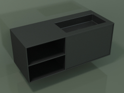 Lavabo con cajón y compartimento (06UC734D2, Deep Nocturne C38, L 120, P 50, H 48 cm)