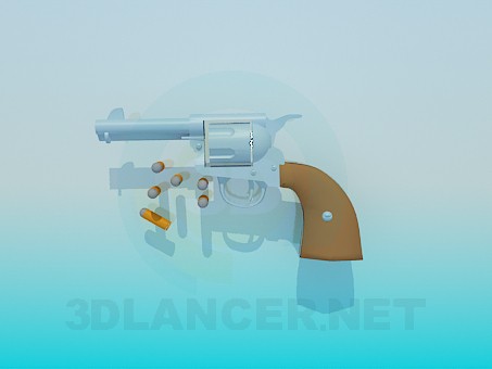 Modelo 3d Pistola com cartuchos - preview