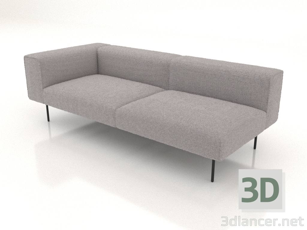 modello 3D Modulo divano 3 posti con schienale, bracciolo a sinistra - anteprima