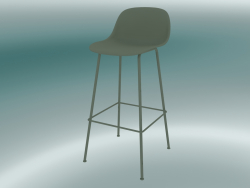 Chaise de bar avec dossier et base en tubes de fibre (H 75 cm, Dusty Green)
