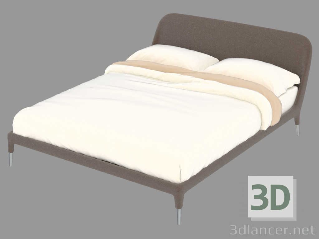 3D modeli Deri döşeme Guia'da çift kişilik yatak - önizleme