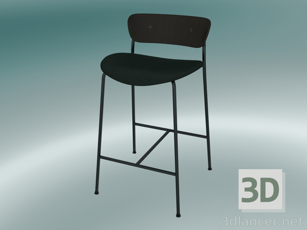 3d model Bar stool Pavilion (AV8, H 85cm, 48х50cm, Walnut, Velvet 1 Forest) - preview