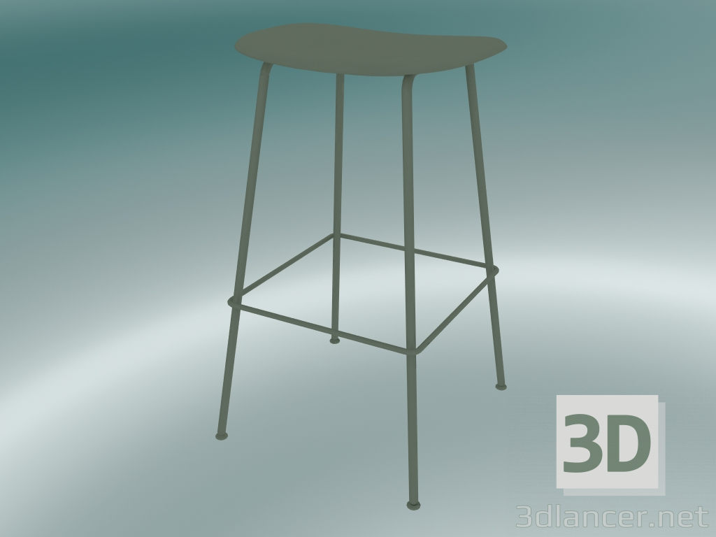 3d model Bar stool with Fiber tube base (H 75 cm, Dusty Green) - preview