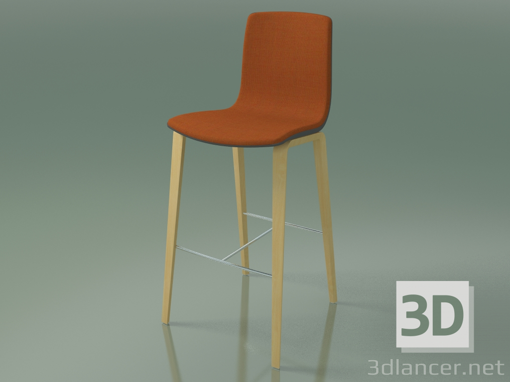 modello 3D Sgabello da bar 3998 (4 gambe in legno, polipropilene, con rivestimento frontale, betulla naturale) - anteprima