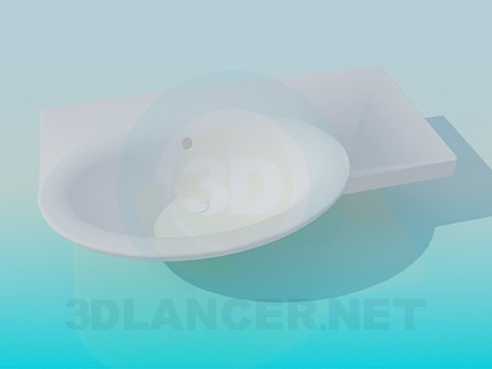 3D Modell Ovales Waschbecken mit Ablage - Vorschau