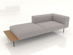 Módulo de sofá de 3 plazas con medio respaldo, reposabrazos a la derecha y balda a la izquierda