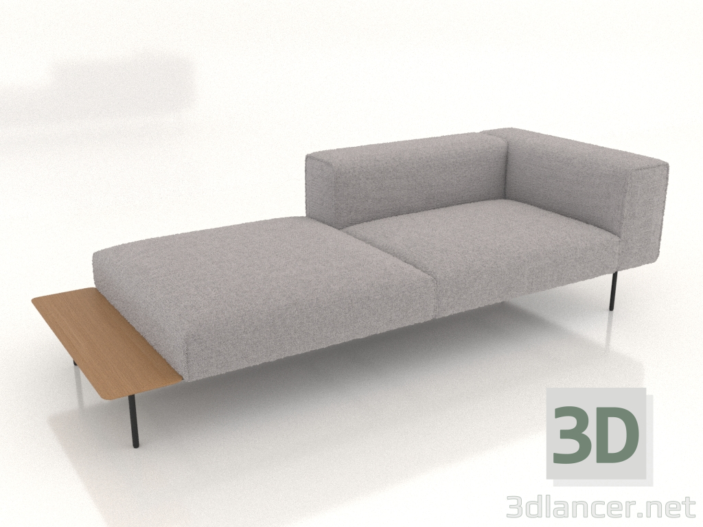 Modelo 3d Módulo de sofá de 3 lugares com meio encosto, apoio de braço à direita e prateleira à esquerda - preview